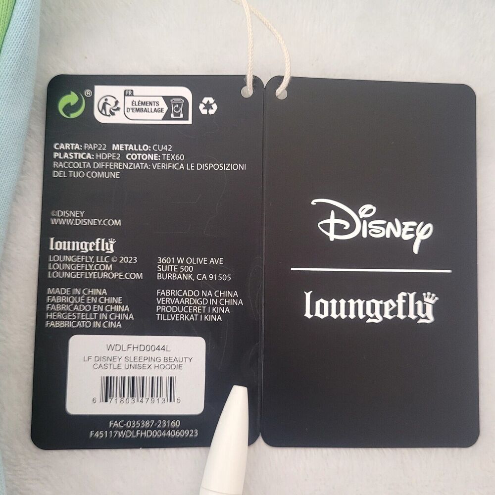 Disney Loungefly Sleeping Beauty Castle Hoodie Unisex Fairies Size Large NWT - Picture 9 of 11